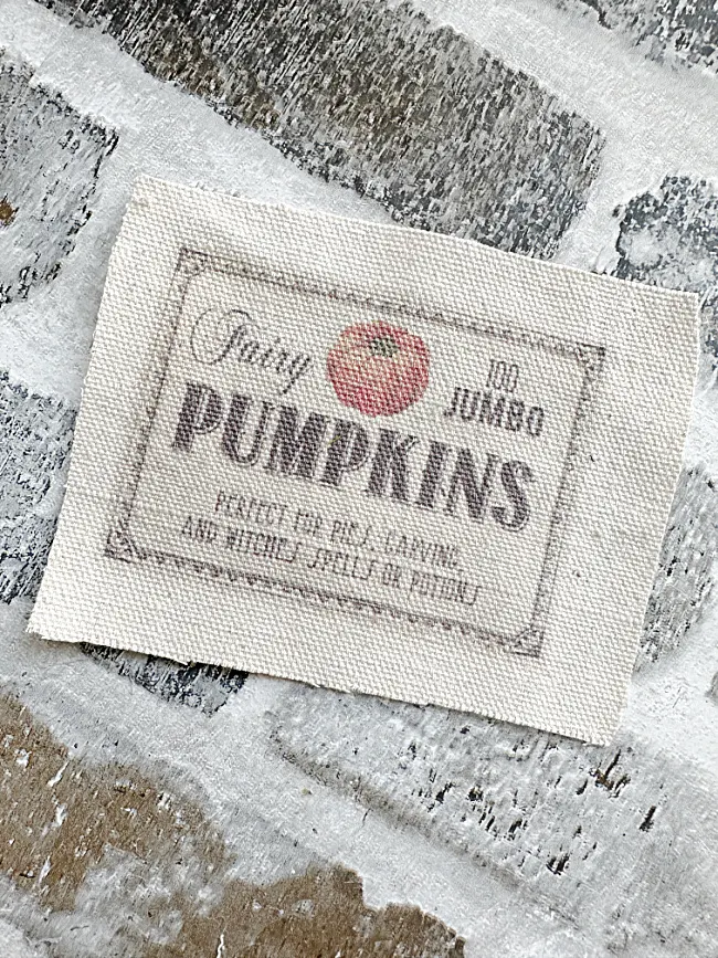 printed fabric pumpkin label