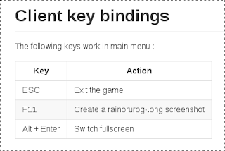 The new RainbruRPG key bindings