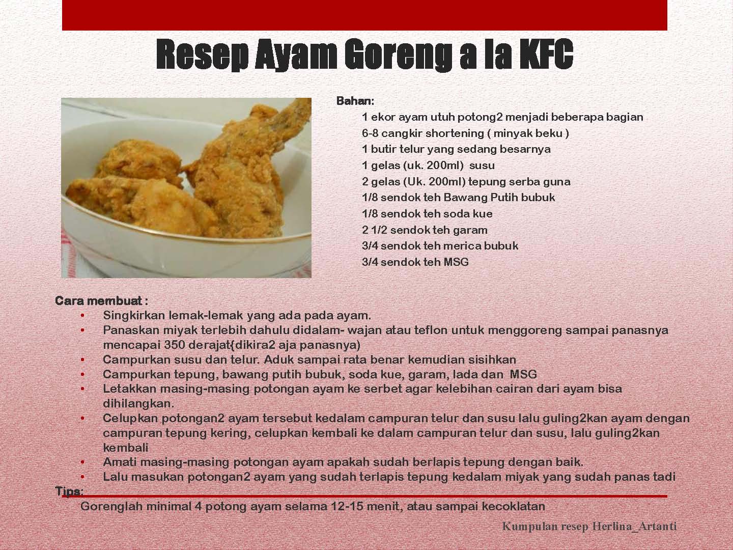 EL RASYAD World: Resep Ayam Goreng ala KFC