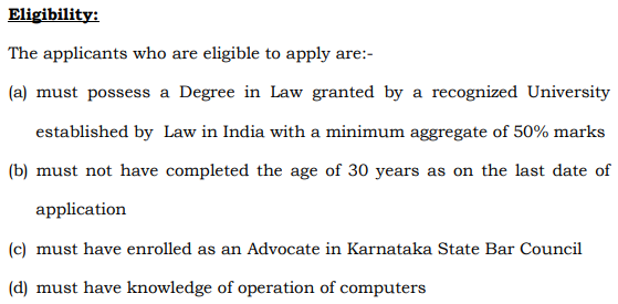 Karnataka High Court Law Clerk Jobs 2020 Eligibility