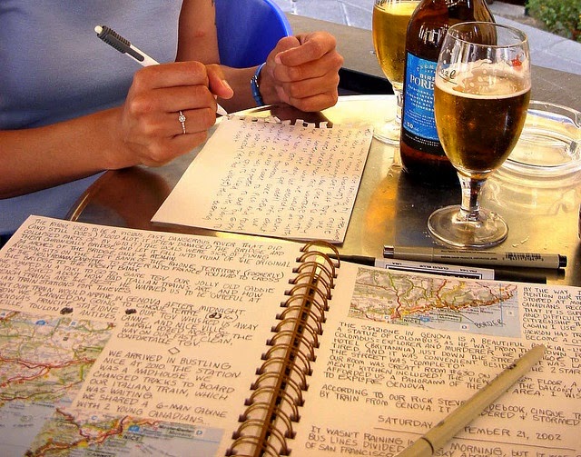 drinks, trip, bar, scrapbook, notebook, travel journal