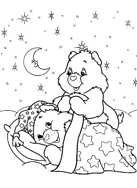 Care Bears in Bed coloring book pages