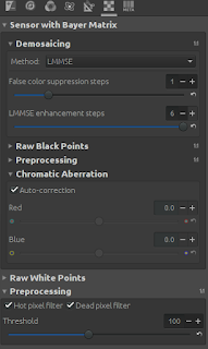 Demosaicing method options of  the RawTherapee when processing high ISO images.