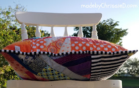 Rainbow Scrappy Cushion by www.madebyChrissieD.com