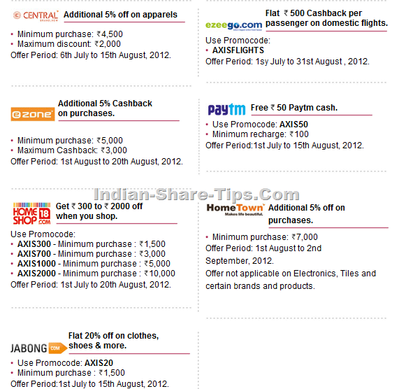'End of Season Sale' offers only with Axis Bank Cards.