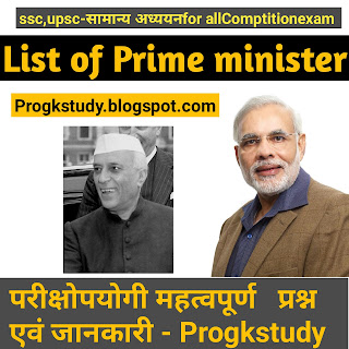 भारत के प्रधानमंत्री की सूची और कार्यकालList of Prime Ministers of India(भारत के प्रधानमंत्रियो की सूची )