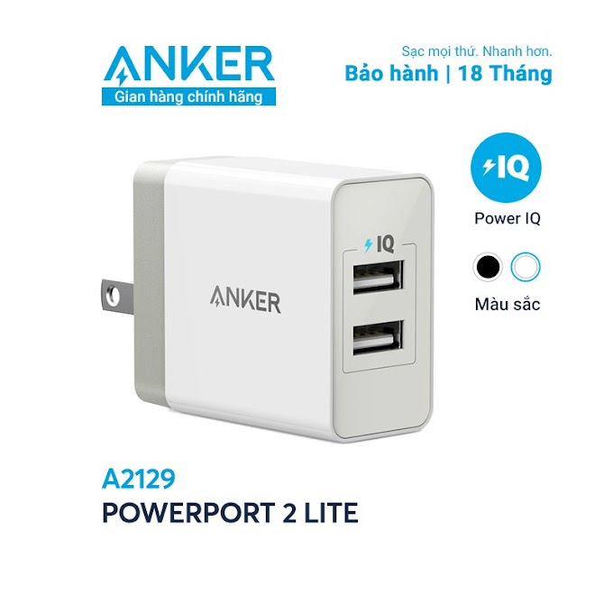 Sạc ANKER PowerPort 2 Lite - 12w - A2129