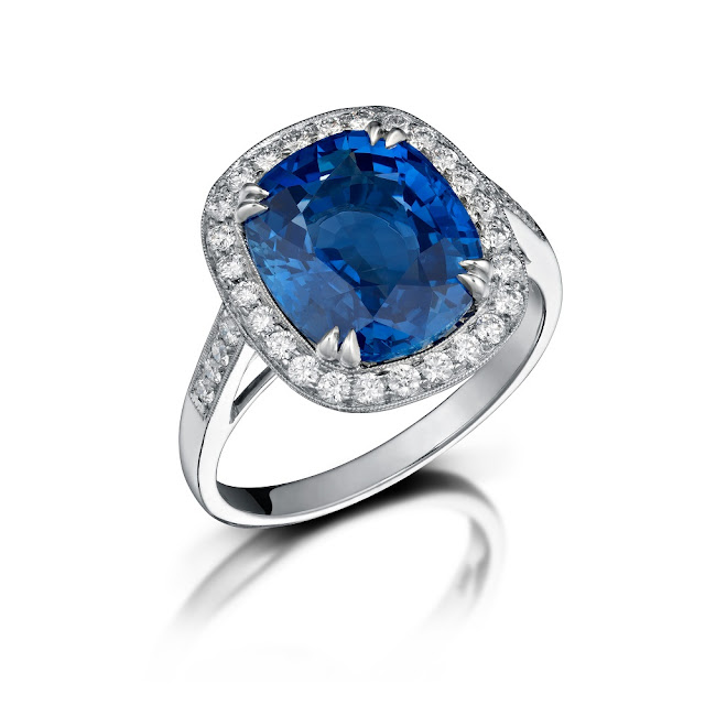 Ceylon Sapphire Diamond Halo Ring