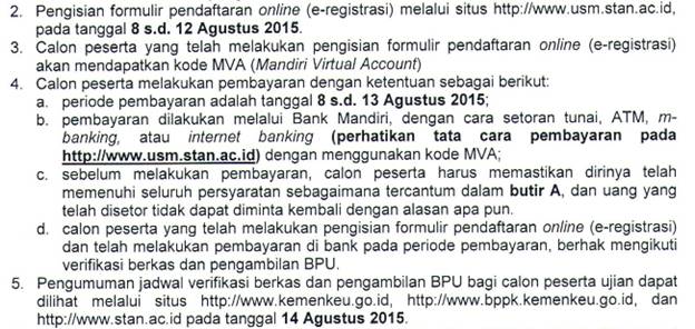 PENDAFTARAN USM PKN STAN 2015