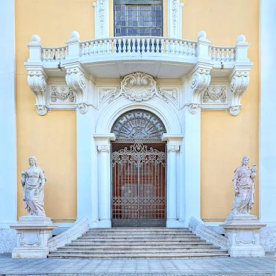 Facade of Pavilhão Carlos Lopes in Lisbon