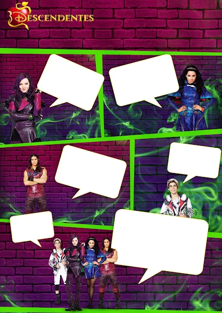 Descendants Party Free Printable Invitations, Labels or Cards.