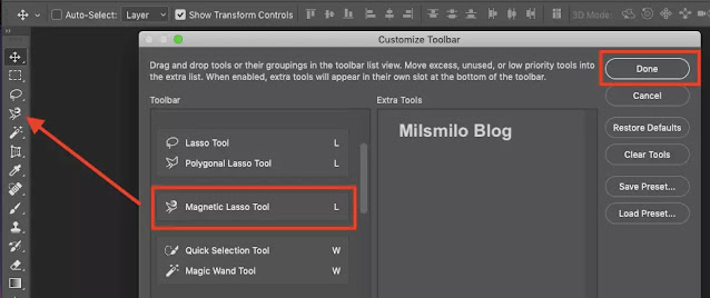 Cara menampilkan, memunculkan, menambahkan tools di photoshop