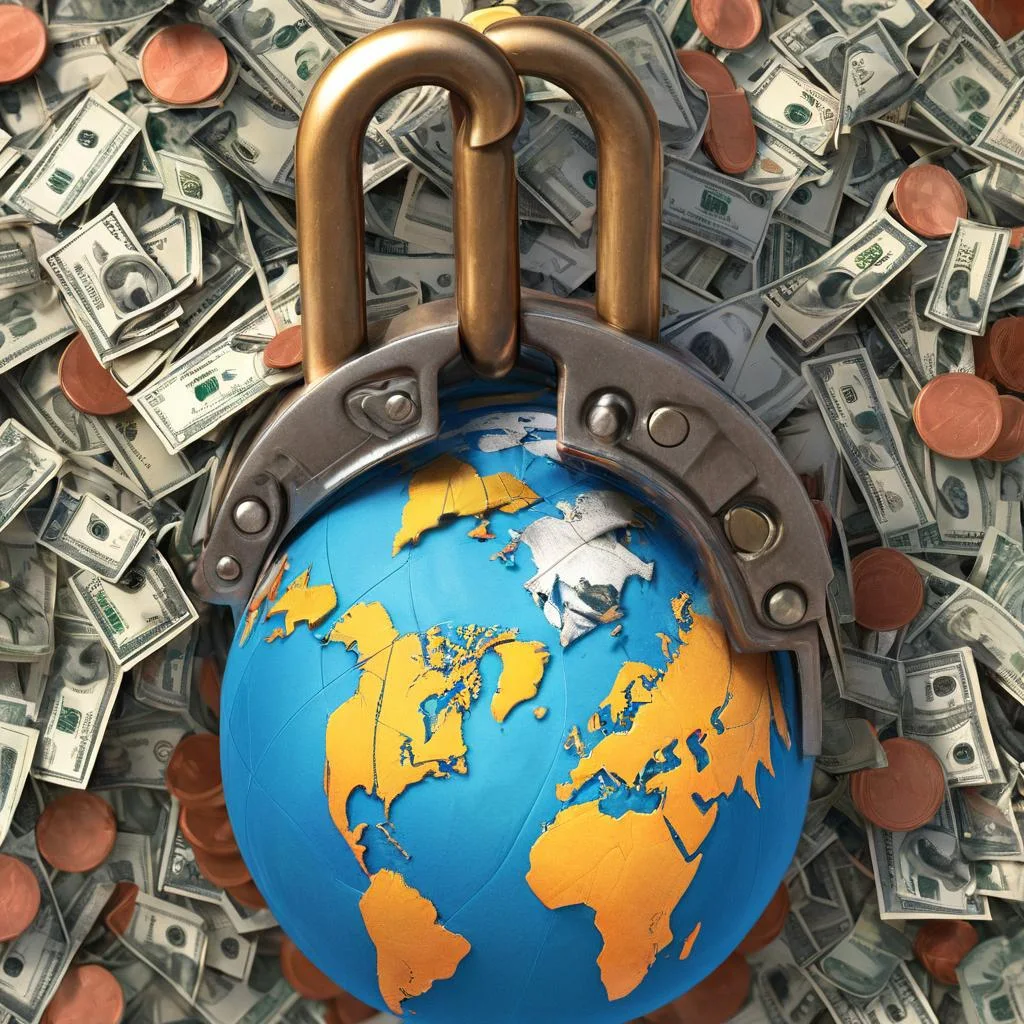Illustration of a person working on a laptop with a world map background, symbolizing earning money globally
