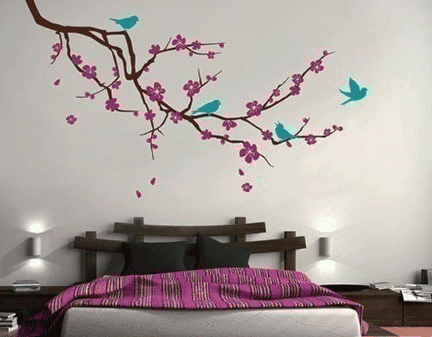 Hiasan Dinding Lukisan Pohon Sakura