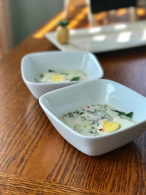 chilled coconut milk soup with herbs