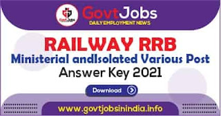 RRB Ministerial and Isolated Various Post Answer Key