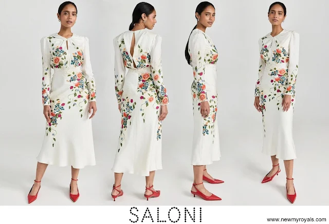 Crown Princess Victoria wore Saloni Claudia floral-print silk dress