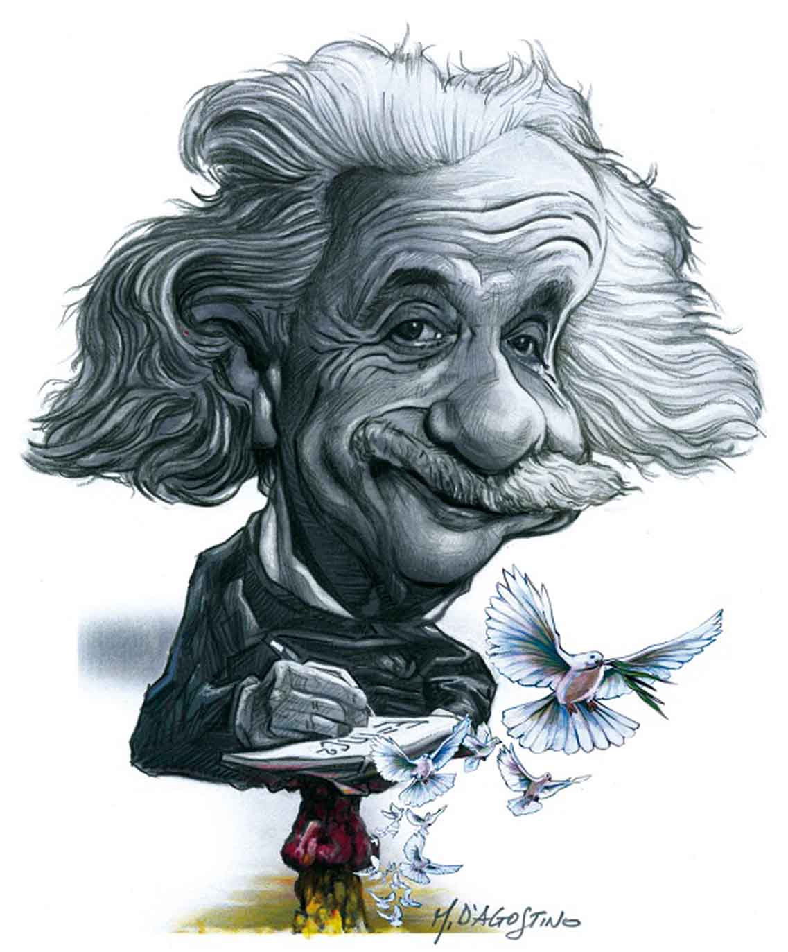 Albert Einstein .. Caricature by Marco D'Agostino - Italy