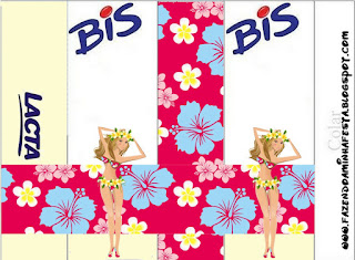 Girls Hawaiian Party Free Printable Candy Bar Labels.