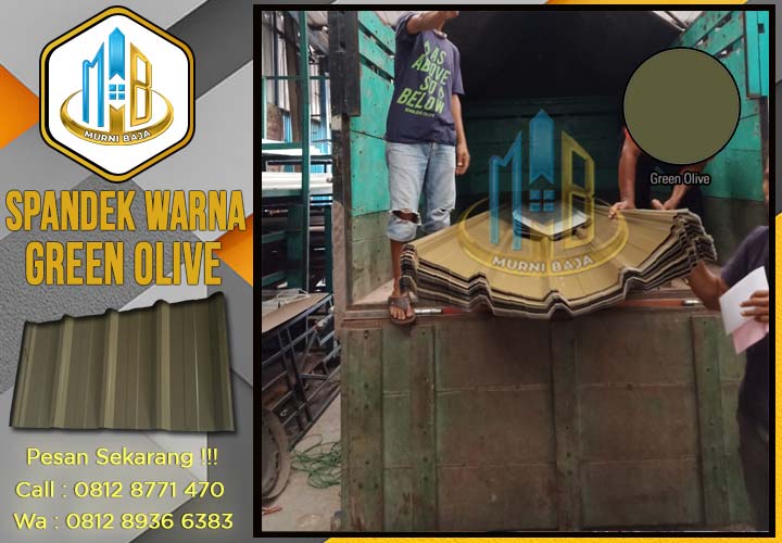 pengiriman atap spandek warna green olive colorbond