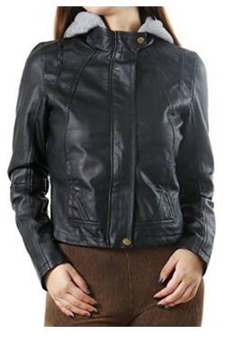 Pea Coat Burberry Classic Zip Up Faux Leather Moto Bomber Fashion Jacket for Women