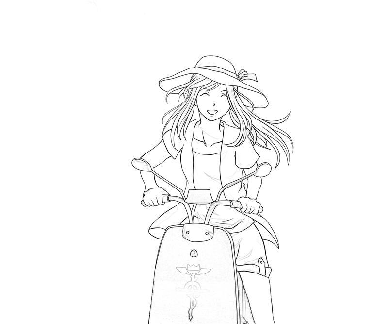 winry-rockbell-motorcycle-coloring-pages