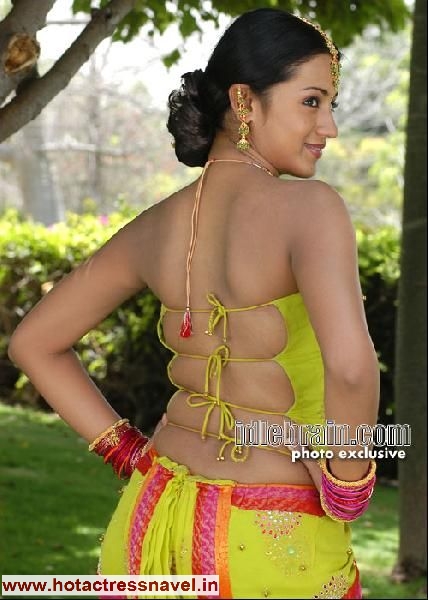 Trisha Krishnan Bare Back and Navel Show In Saree