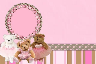 Ballerina Bear Free Printable Invitations, Labels or Cards.