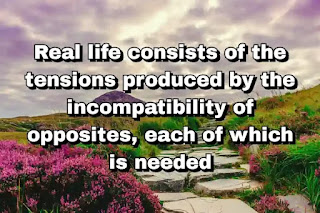 "Real life consists of the tensions produced by the incompatibility of opposites, each of which is needed" ~ E. F. Schumacher