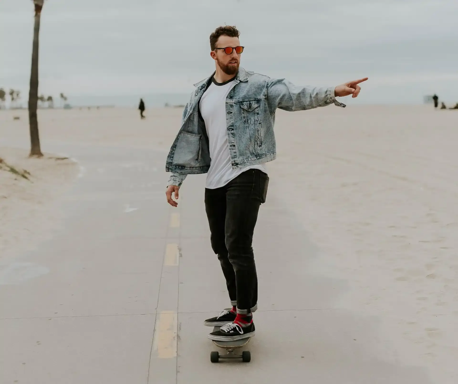 A man skateboarding