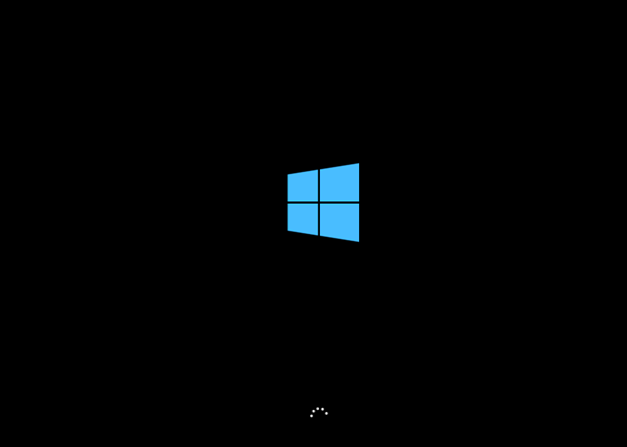 Here's the initial view of booting Windows 10