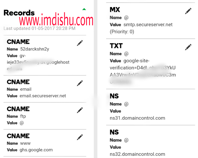 Imdishu DNS records , www.imdishu.com