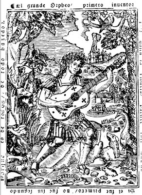 Woodcut of a vihuela player