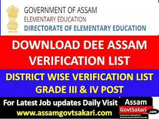 DEE Assam Schedule of Documents Verification