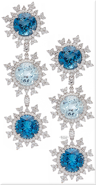 ♦Spring Lake blue Aysoy Tsarina 18k white gold flake earrings #jewelry #blue #pantone #brilliantluxury