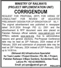 Ministry of Railways Consultant Jobs In Lahore 2024
