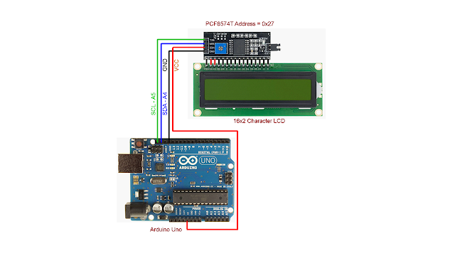 PCF8574T I2C LCD Example with Arduino Uno