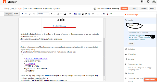 How to add categories on blogger using tag Labels 