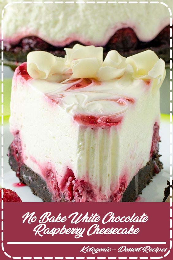 NO BAKE WHITE CHOCOLATE RASPBERRY CHEESECAKE – Creamy, smooth, rich cheesecake worthy of any occasion! #desserts #dessert #dessertrecipes #dessertfoodrecipes #oreo #oreorecipes #chocolate #raspberry #cheesecakerecipes #cheesecake