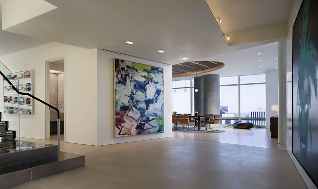 Photo of hallway leading into dinning room inside of Bloomberg Tower penthouse