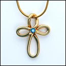 14kt gold blue diamond rope cross pendant