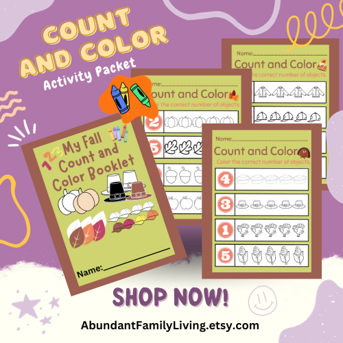 Fall Count and Color Activity Packet for Kids