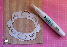 Hello card for Couture Creations by Bernii Miller using the Vintage Rose collection and nesting dies. 