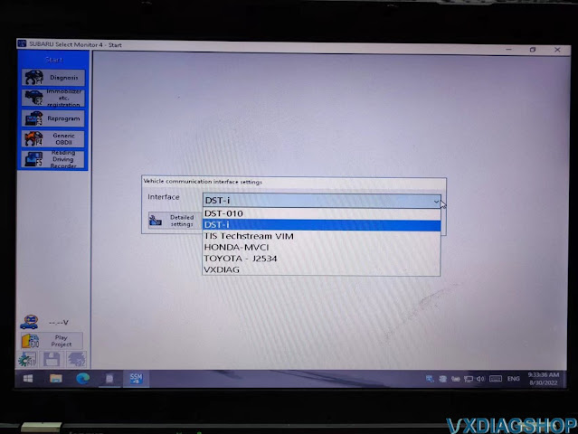 vxdiag subaru ssm4 interface setting 1