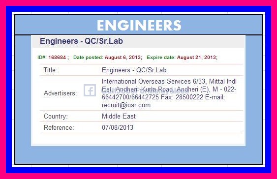 Engineers For Middle East & Qatar