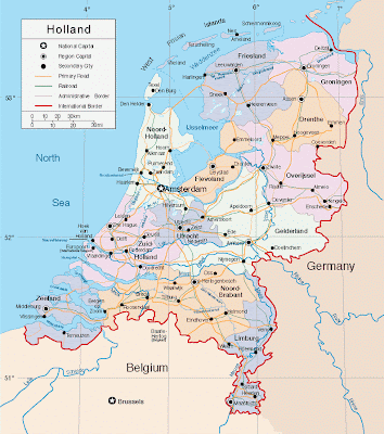 Map of Holland on Europe 1