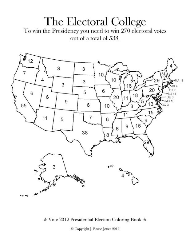 US Electoral College Map you can download and color, need 270 votes to  title=