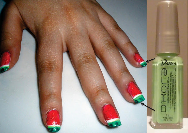 Tutorial to Decorate Nails using a Watermelon Design.