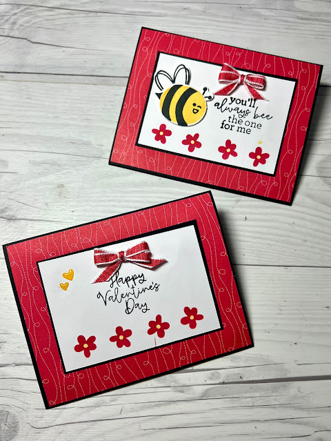 Valentine cards using the Stampin' Up! Bee Mine suite of craft products