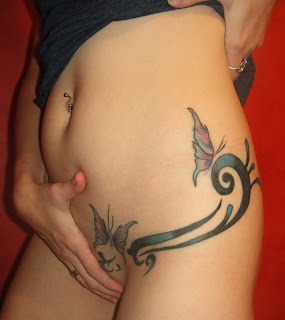 Sexy Women with Butterfly Tattoo Design